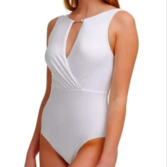Calvin Klein High-Neck Tummy Control One-Piece Swimsuit - Picture 2 of 4